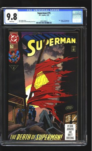 Superman 75 Cgc 9.  8 Nm/mint Death Of Superman Doomsday Dan Jurgens Cover Dc 1993