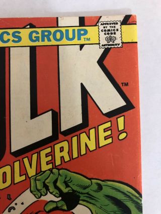 Marvel Incredible Hulk 181 Vol 1 Grade 1st Wolverine No Value Stamp 3