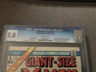 Giant - Size X - Men 1 CGC 5.  0 | Marvel 1975 | 1st X - Men Team Off - White Pages 2