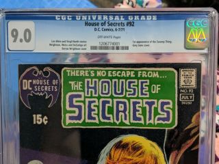 DC Comics House of Secrets 92 CGC 9.  0 1st appearance of Swamp Thing OW Pages 3