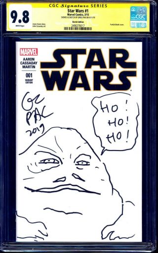 Star Wars 1 Blank Cgc Ss 9.  8 Signed Jabba The Hutt Sketch By Greg Pak