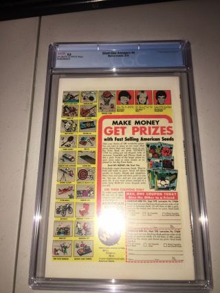 Giant Size Avengers 4 CGC 9.  0 Marvel Comics (1975) Vision Marries Scarlet Witch 2