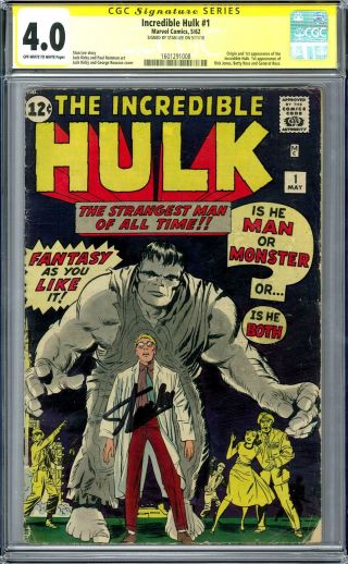 Incredible Hulk 1 Cgc 4.  0 Stan Lee Signature Series (ow - W) 1st Hulk Endgame