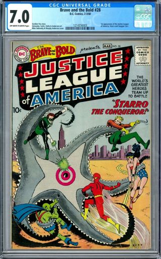 Brave And The Bold 28 Cgc 7.  0 (ow - W) 1st Appearance Of The Justice League