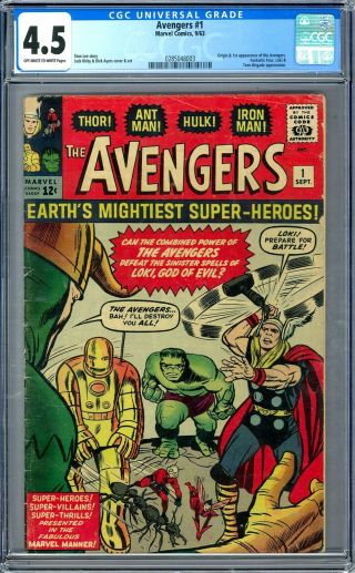 Avengers 1 Cgc 4.  5 (ow - W) Origin & 1st Appearance Of The Avengers