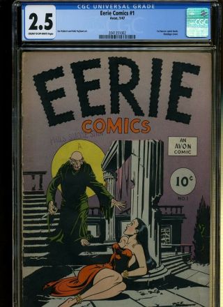 Eerie Comics 1 Cgc 2.  5 | Avon 1947 | 1st Horror Comic Book.  Bondage Cover.
