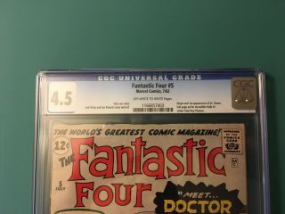 FANTASTIC FOUR 5 CGC 4.  5 OW/W PAGES 4