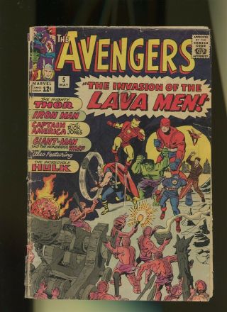 Avengers 5 Gd 2.  0 1 Book Marvel Captain,  1964,  Thor,  Wasp,  Iron,  Jane Foster