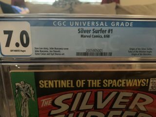 SILVER SURFER 1 CGC 7.  0 UNPRESSED BRIGHT COLORS NO MARKS OR STAMPS 2