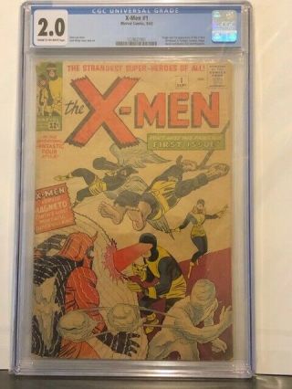 Marvel Comics X - Men 1 Cgc 2.  0 / 1st Appearance & Origin Of The X - Men / 1963