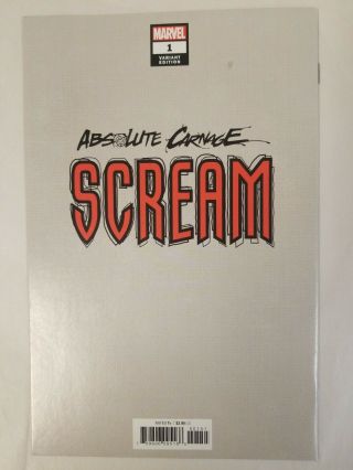 Absolute Carnage Scream 1 MARVEL 1:100 Ryan Brown Virgin Variant Cover VF 2