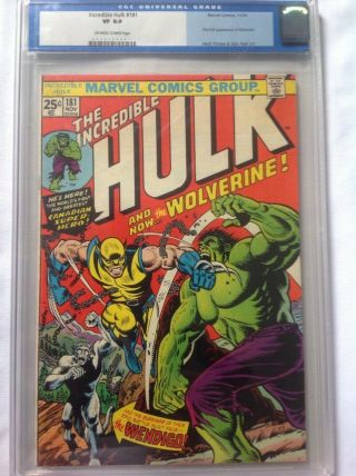 The Incredible Hulk 181 CGC 8.  0,  Very Fine,  (Marvel),  1st Wolverine,  Old CGC Label 12