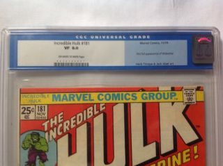 The Incredible Hulk 181 CGC 8.  0,  Very Fine,  (Marvel),  1st Wolverine,  Old CGC Label 2