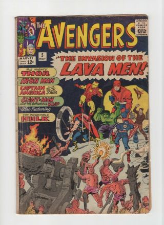 Avengers 5 Vintage Marvel Comic Hulk Lava Men App Captain America Iron Man Thor