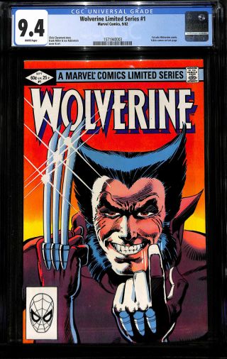 1982 Wolverine Limited Series 1 Cgc 9.  4 - 1st Solo Series
