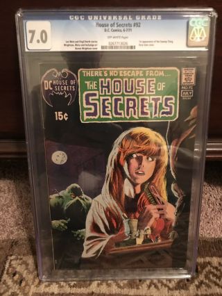 House Of Secrets 92 Cgc 7.  0.  Ow And Hot 1st App Swamp Thing (xcbcs) Key