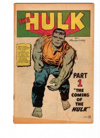 The Incredible Hulk 1,  May 1962,  Incomplete 0.  3 Key Issue,  Coverless