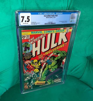 Incredible Hulk 181.  1st Appearance Wolverine.  Bronze Age.  Cgc Universal 7.  5 Vf -