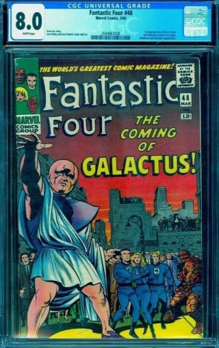 Fantastic Four 48 Cgc 8.  0 White Pgs - 1st Silver Surfer - Galactus