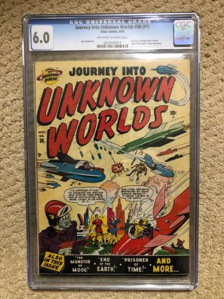 Journey Into Unknown Worlds 36 (1) Cgc 6.  0 Atlas 9/1950 End Of The Earth Cover