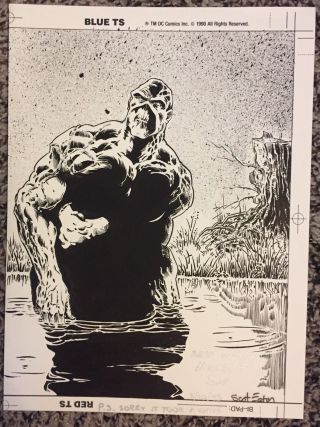 Scot Eaton Hand Signed Swamp Thing Drawing One Of A Kind Rare W/coa