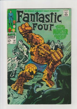 Fantastic Four 79 Vg,  1968 Marvel Comic Ben Grimm Kirby