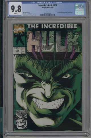 Incredible Hulk 379 Cgc 9.  8 Nm/mt Marvel 1991 White Pages Discounts