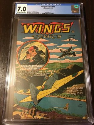 Wings Comics 70 1946 Cgc 7.  0 Lee Elias Wartime Air Fighters Sheena Pinup Gga