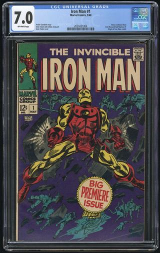 Iron Man 1 (marvel - 5/68) Cgc 7.  0 Fn/vf Origin Retold; 1st Issue