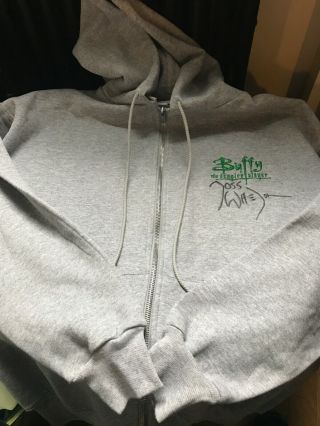 Buffy The Vampire Slayer Zip Up Hoodie - Grey - Signed By Joss Whedon