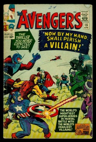 Marvel Comics Avengers 15 Captain America Thor Iron Man Giant Man Wasp Vg 4.  0