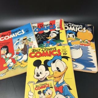4 Walt Disney Comics And Stories 1943 Vol.  3 No 6,  7,  9,  12