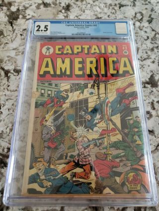 Captain America Comic 42 Golden Age Cgc 2.  5 Blue Label.  Human Torch Story.