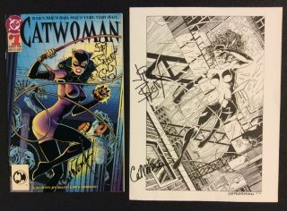 Catwoman 1 Comic Book Signed Jim Balent Catwoman 8.  5x11 B&w Print Signed 1993