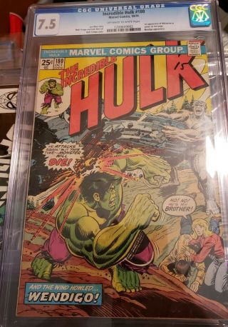 Incredible Hulk 180 - 1st App Of Wolverine In Last Page Cameo - Cgc 7.  5 - 1974
