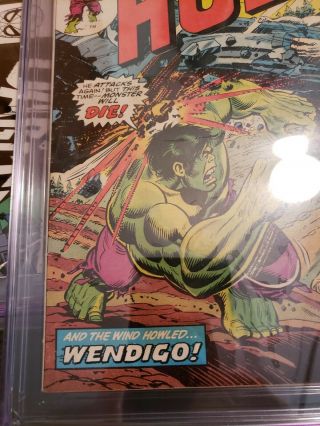 Incredible Hulk 180 - 1st App of Wolverine in Last Page Cameo - CGC 7.  5 - 1974 3