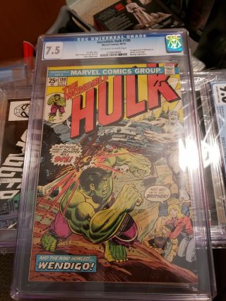 Incredible Hulk 180 - 1st App of Wolverine in Last Page Cameo - CGC 7.  5 - 1974 9