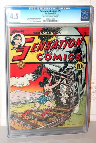 Sensation Comics 26 Early Wonder Woman Golden Age Dc 1944 Cgc 4.  5