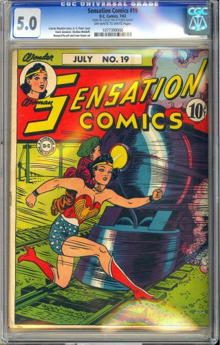 Sensation Comics 19 Early Wonder Woman Golden Age DC 1943 CGC 5.  0 3