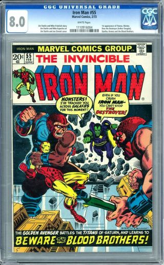 Iron Man 55 Cgc 8.  0 (w) 1st Appearance Of Thanos & Drax Avengers Endgame