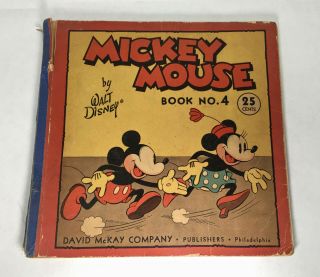 1934 Rare Walt Disney Mickey Mouse Book 4 David Mckay Co.  Cartoon Softcover