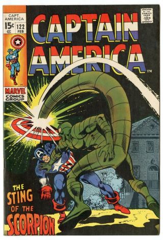 Captain America 122 Vf/nm 9.  0 White Pages Vs.  The Scorpion Marvel 1970