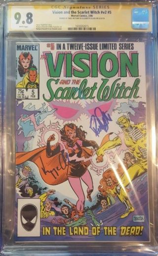 Vision And Scarlet Witch 5_cgc 9.  8_signed By Elizabeth Olsen And Paul Bettany