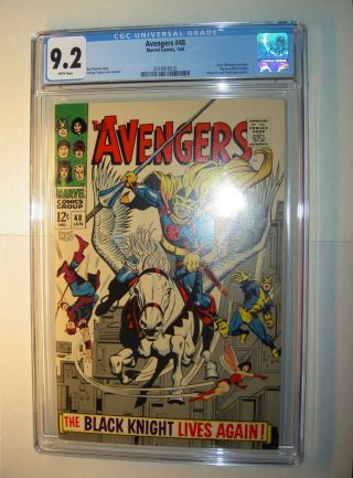 Avengers 48 Cgc 9.  2,  Nm -,  White Pages,  1968,  Dane Whitman Becomes Black Knight