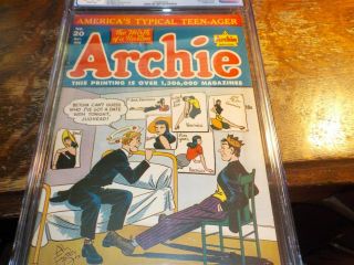 Archie Comics 20 May June 1946 CGC 6.  5 Grade Comic Book 5