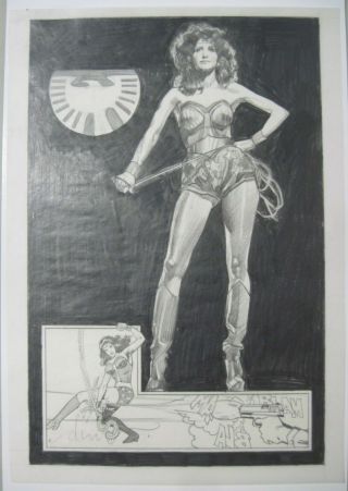 Drew Struzan Wonder Woman Concept Sketch For Merchandising Poster Signed