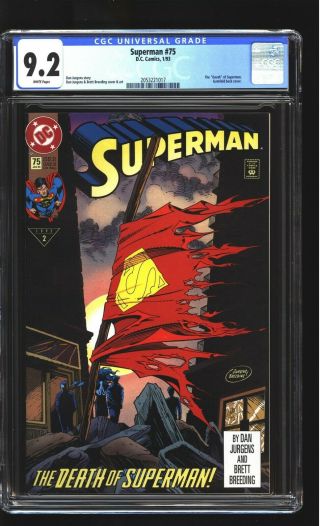 Superman 75 Cgc 9.  2 Nm - Death Of Superman Dan Jurgens Cover Dc 1993