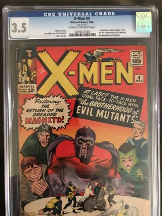 X - Men 4 Cgc 3.  5 (1964) 1st Appearance Quicksilver & Scarlet Witch,  2nd Magneto