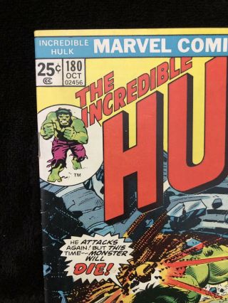 Incredible Hulk 180 With Marvel Value Stamp 1st App Wolverine Cameo.  (FN/VF). 5