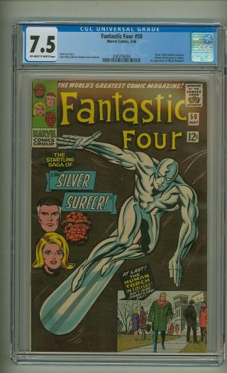 Fantastic Four 50 (cgc 7.  5) Ow/w Pages; Silver Surfer Battles Galactus (c 25084)